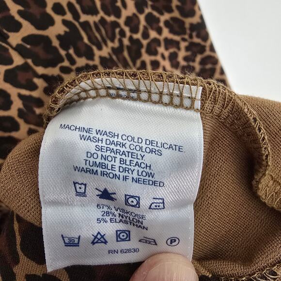 Lands' End Leopard Sheath Dress Sleeveless Stretch Knit Office Size 16 - Picture 8 of 9